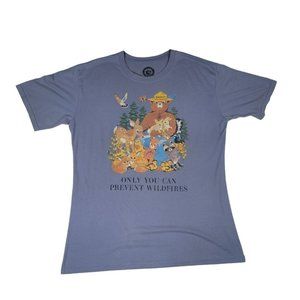 Smokey The Bear T-Shirt Unisex Size Medium Blueish Gray 50 50 Blend JD3784